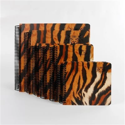 A6/A6L/A5MINI/A5/B5/A4 Spiralgave Leopardmønster Dagbok Notatbok - Høy kvalitet, tykt, komplett sett med 6 deler